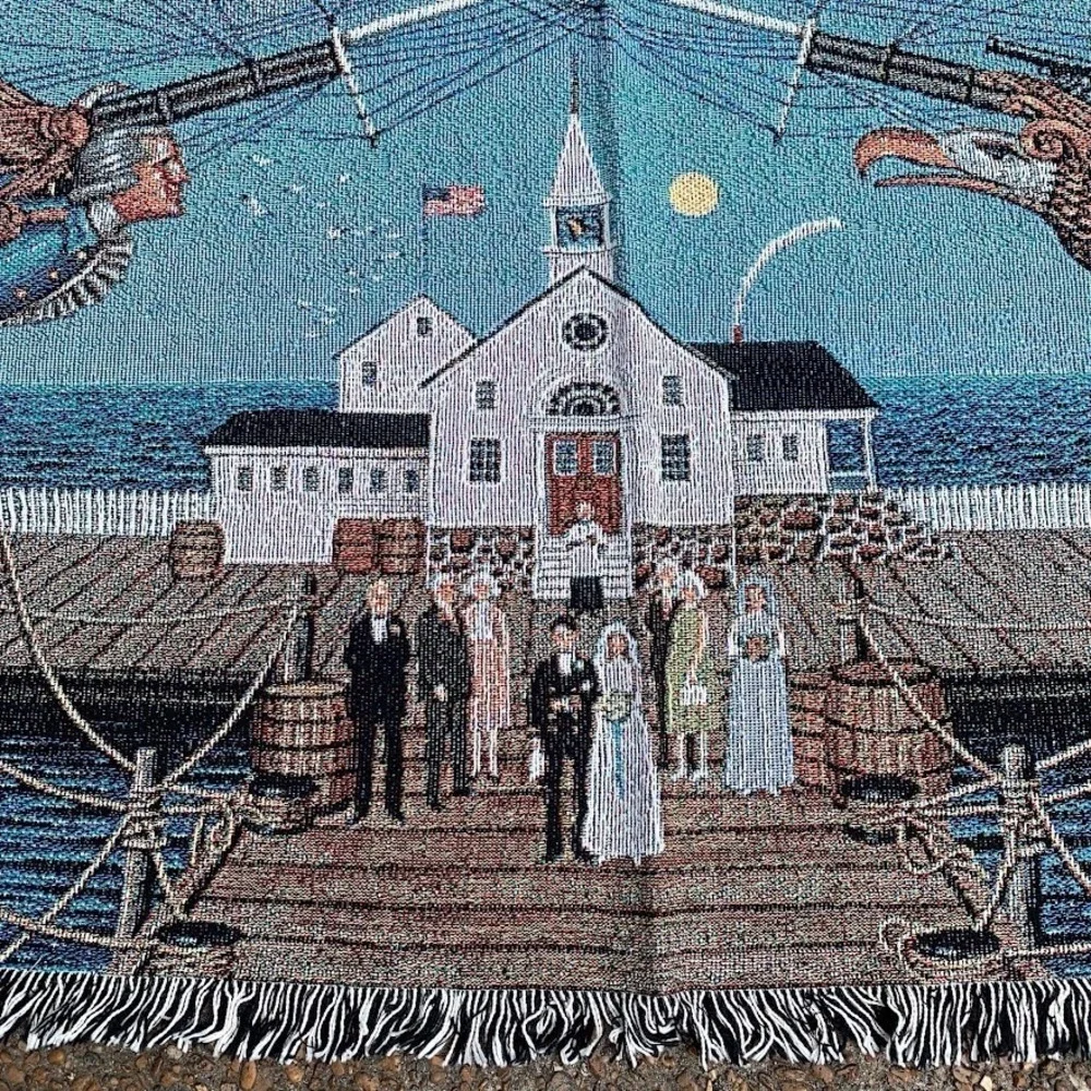 Charles Wysocki‎ Antique Store Quilts Village Home Woven Blanket Throw Tapestry
